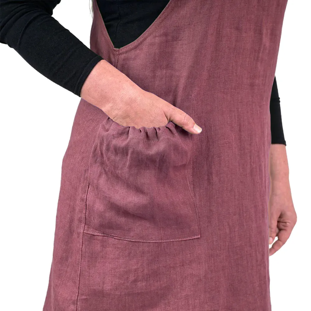 Linen pinafore dress - purple