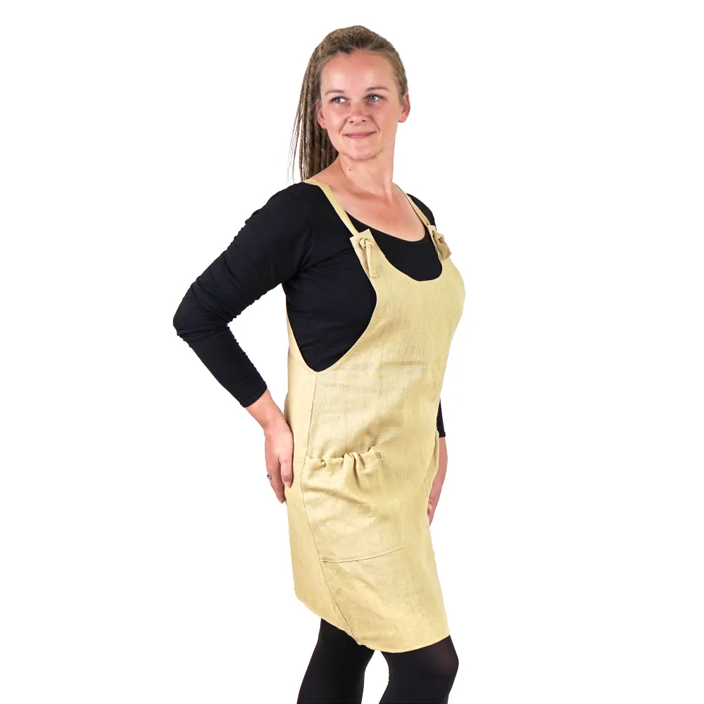 Linen pinafore dress, sand