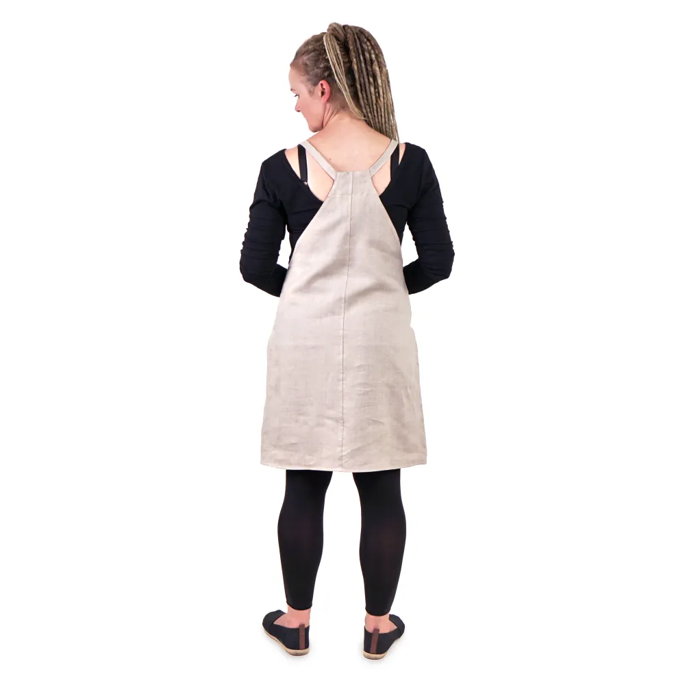 Linen pinafore dress - natural