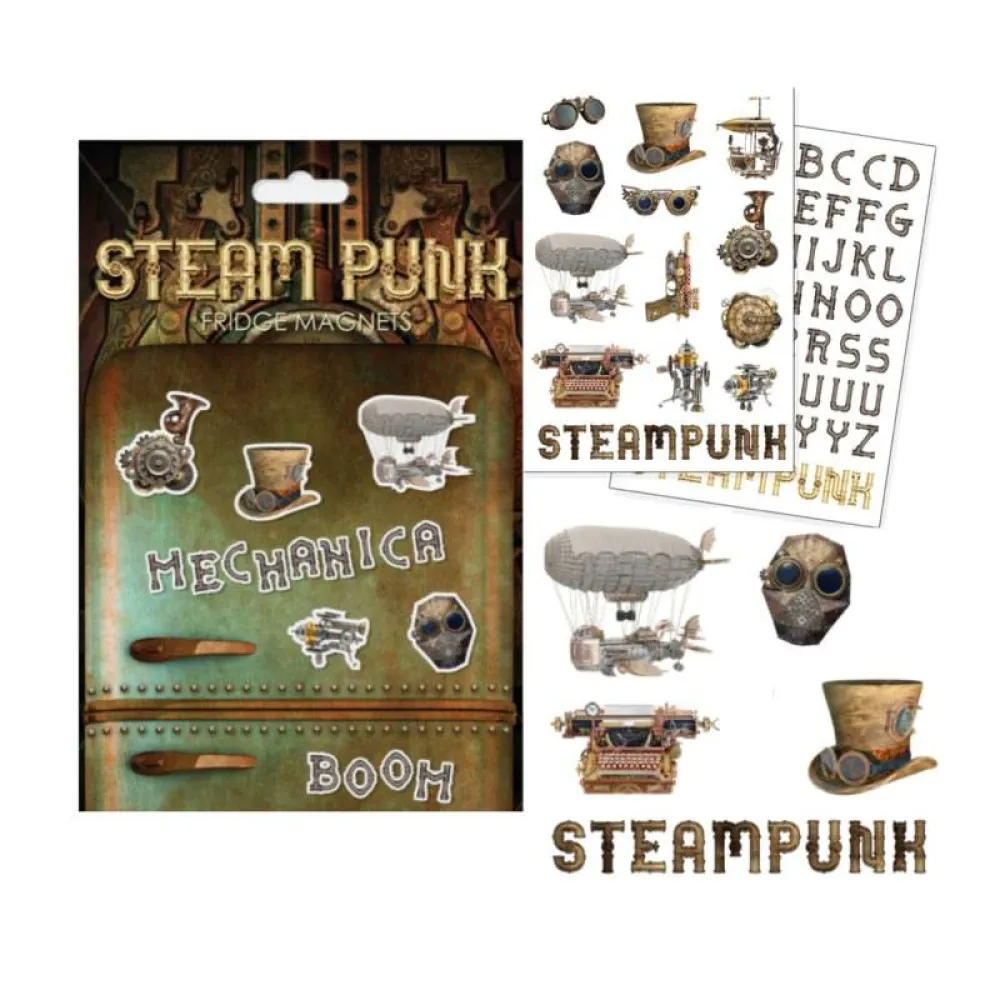 Steampunkové magnetky na chladničku