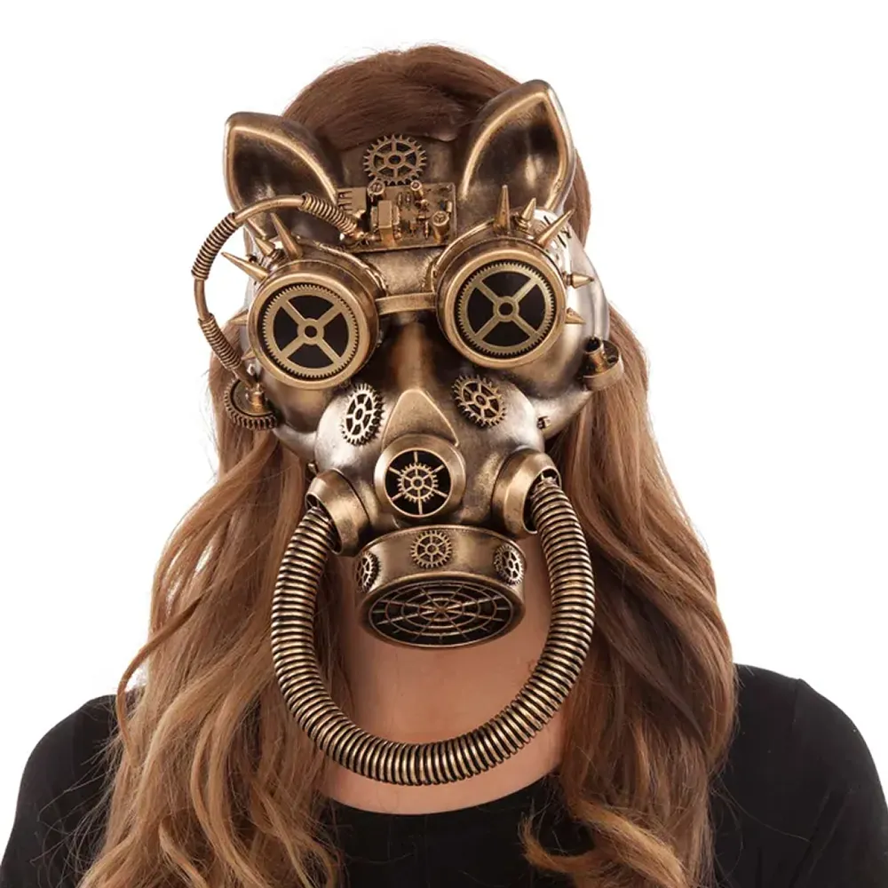 Maska Steampunk - Mačka s plynovou maskou