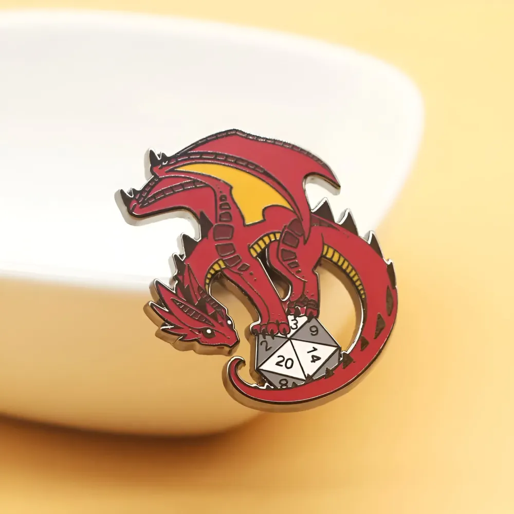 Dungeons and Dragons Pin - Dragon with Die