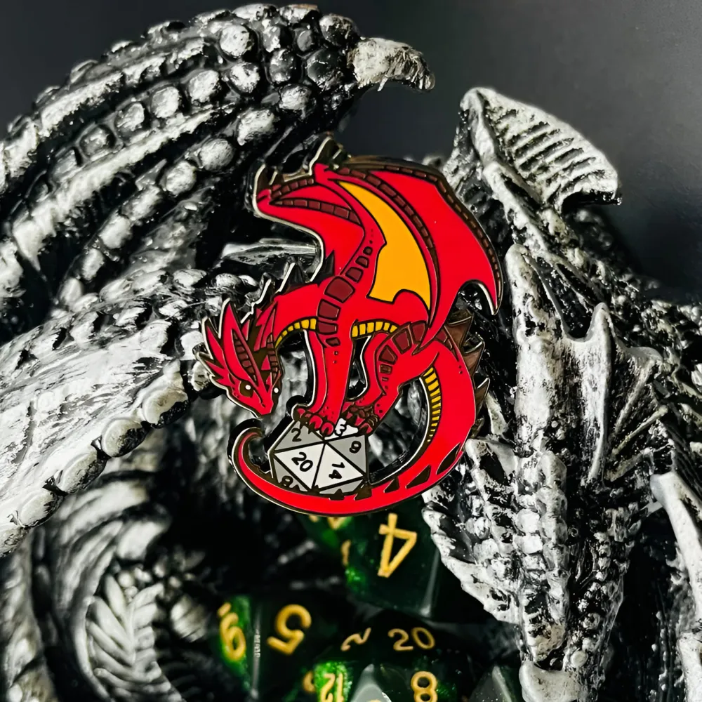 Dungeons and Dragons Pin - Dragon with Die
