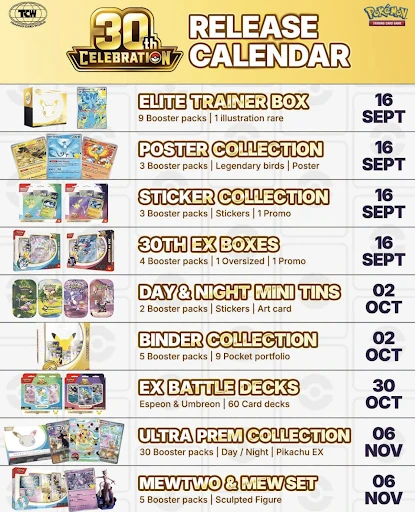 Pokemon Calendar 30th anniversary