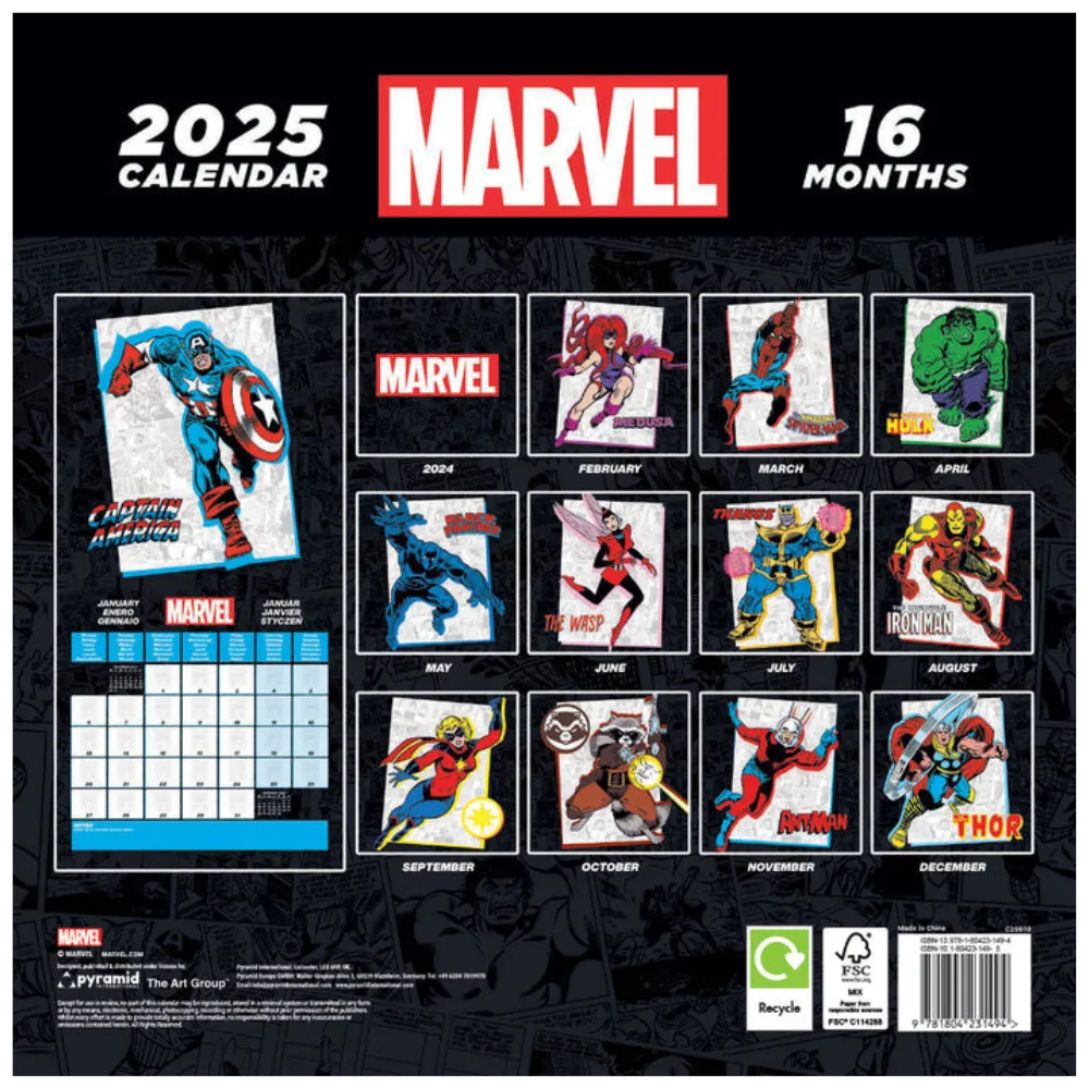 Marvel Notizkalender - Retro 2025