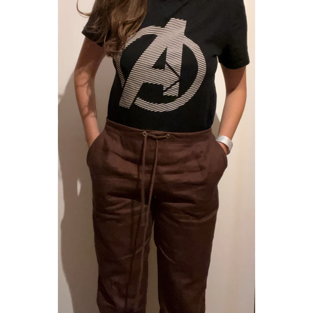 Women's cotton trousers - brown