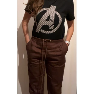 Women's cotton trousers - brown