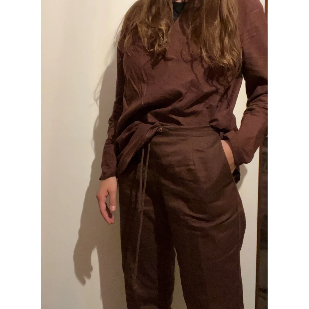 Women's long-sleeve cotton tunic - brown