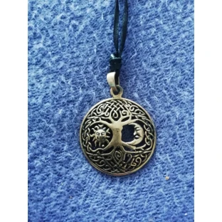 Bronze Tree of Life Amulet with Sun and Moon