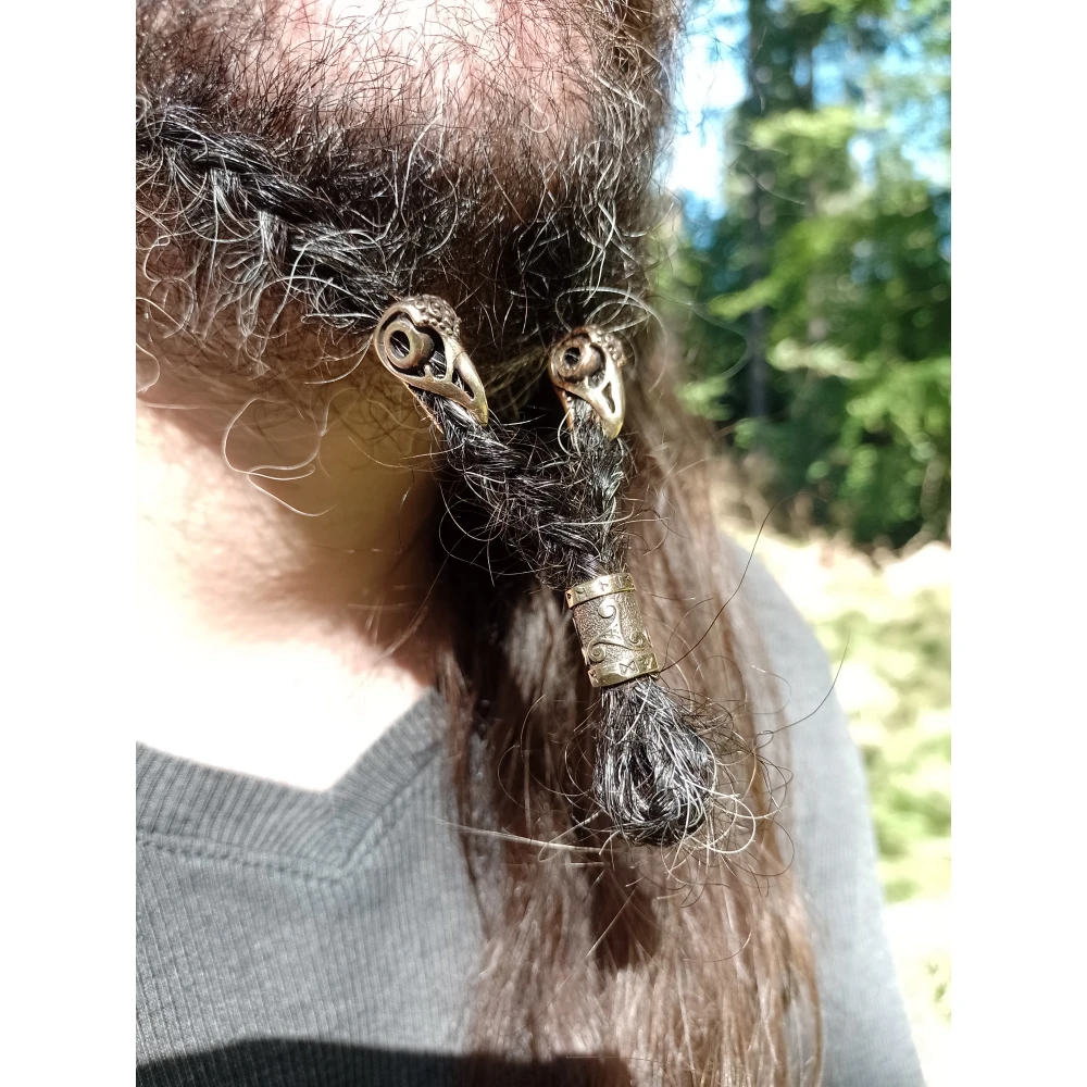 Bronze Raven Skull Bead