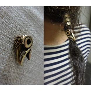 Bronze Raven Skull Bead