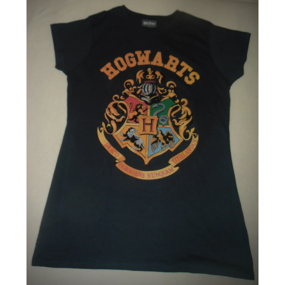 Damen-T-Shirt Harry Potter – Hogwarts-Wappen, schwarz