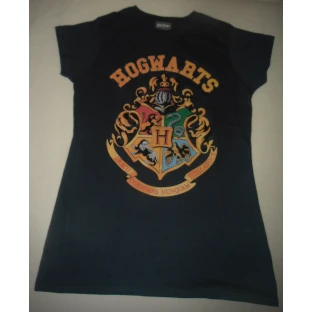 Damen-T-Shirt Harry Potter – Hogwarts-Wappen, schwarz