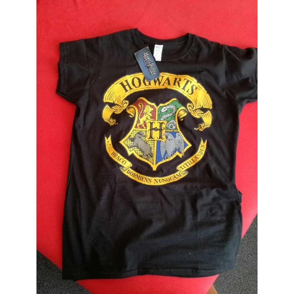 Damen-T-Shirt Harry Potter – Hogwarts-Wappen, schwarz