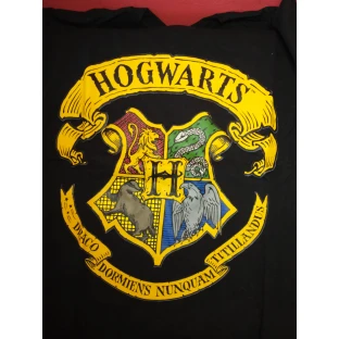 Damen-T-Shirt Harry Potter – Hogwarts-Wappen, schwarz