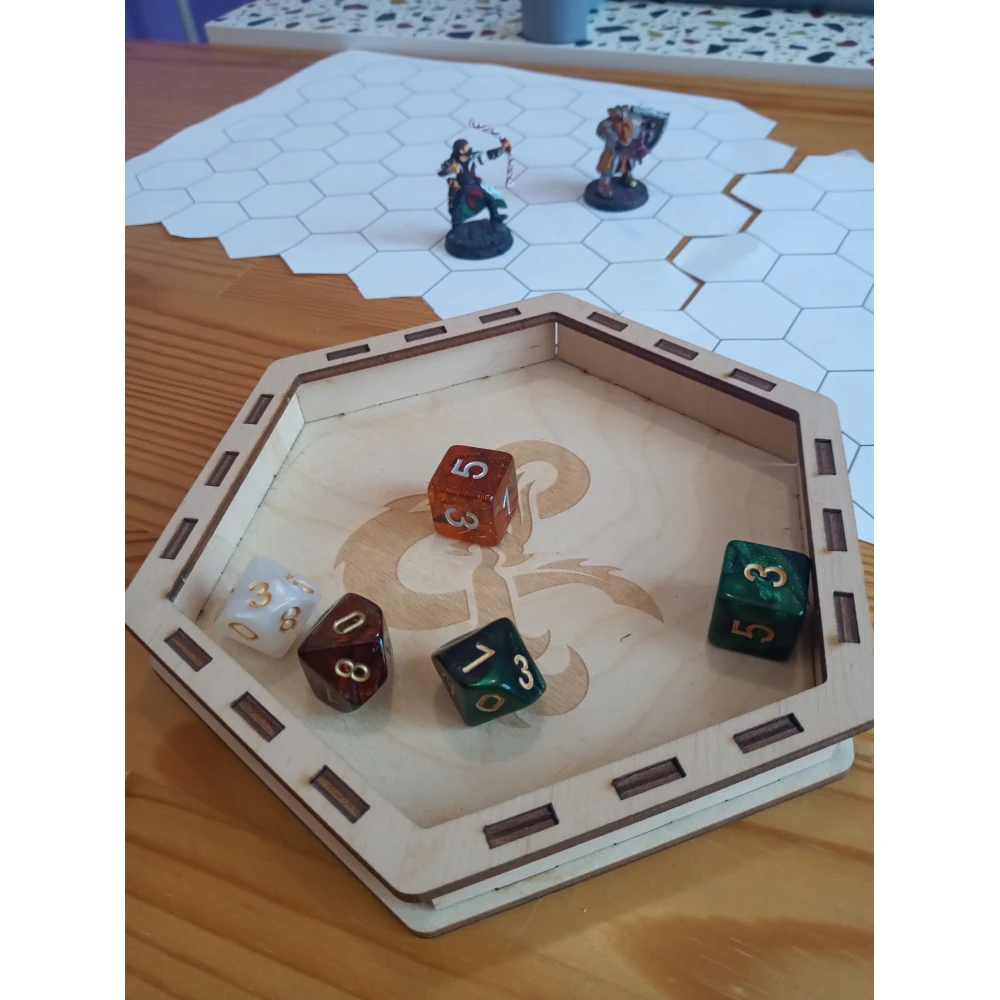 Wooden Dice Tray - Dragon