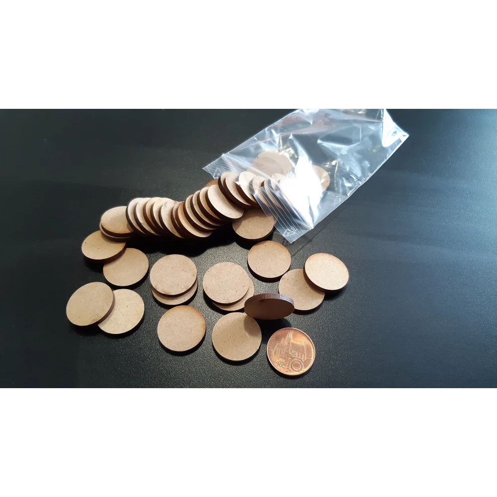 Dřevotřískové podstavce MDF Bases - Round 25mm (20 ks)