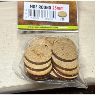 Dřevotřískové podstavce MDF Bases - Round 25mm (20 ks)
