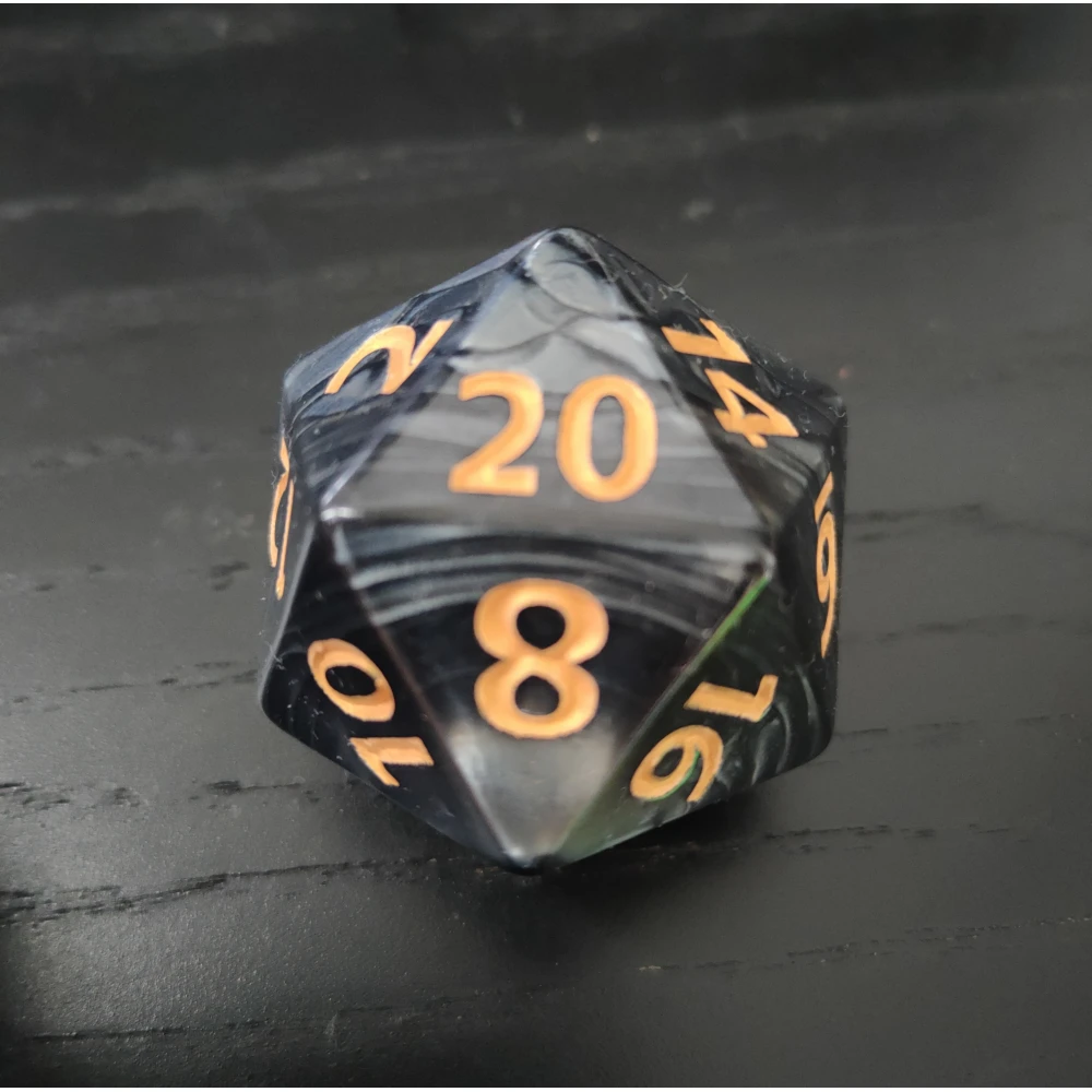 D20 Dice - Black Pearl (4 cm)