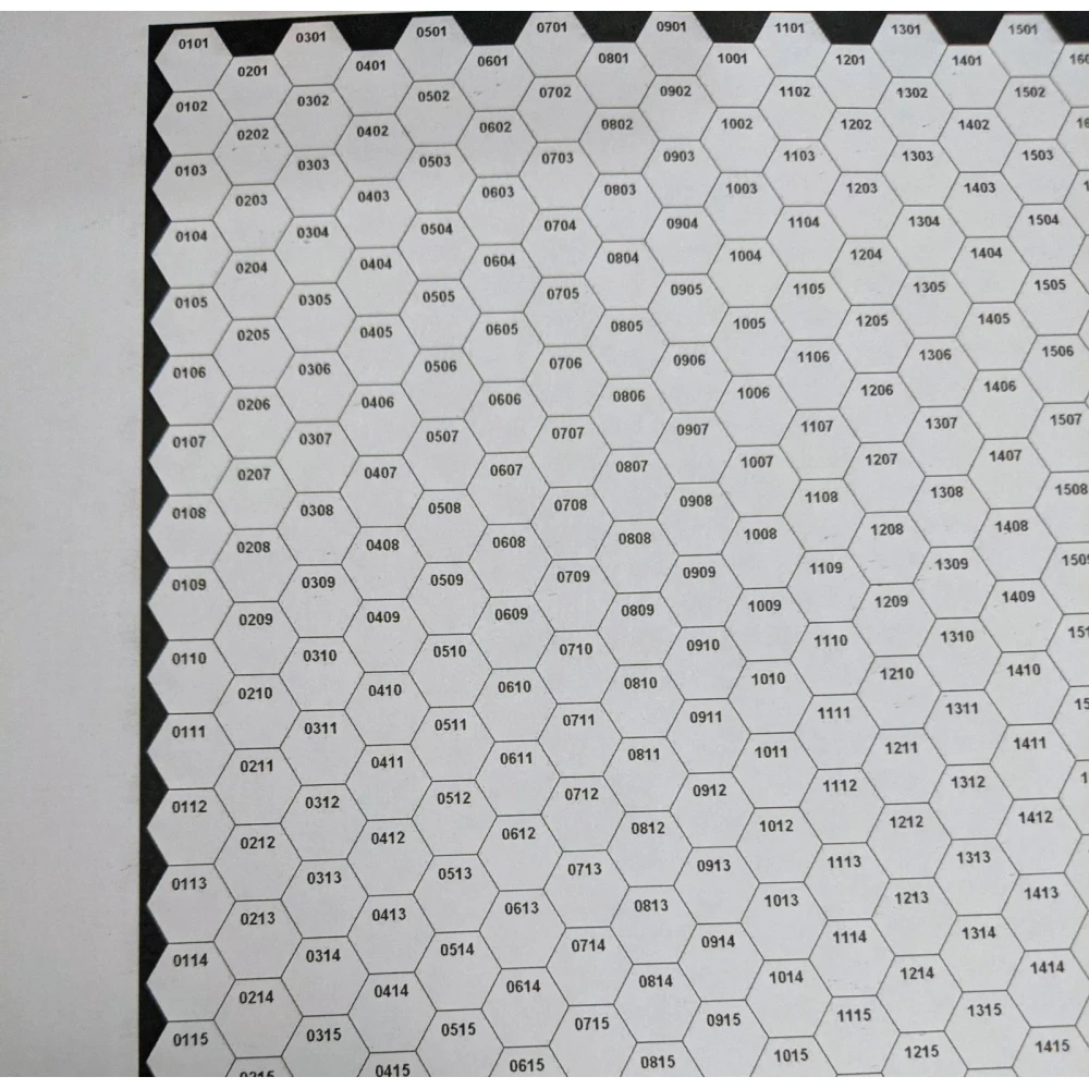 Hex paper with numbered hexes