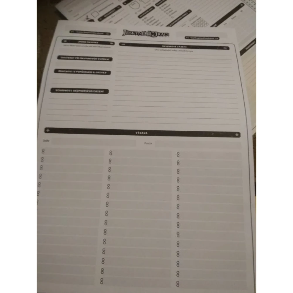 Jeskyně a draci - Party Sheet