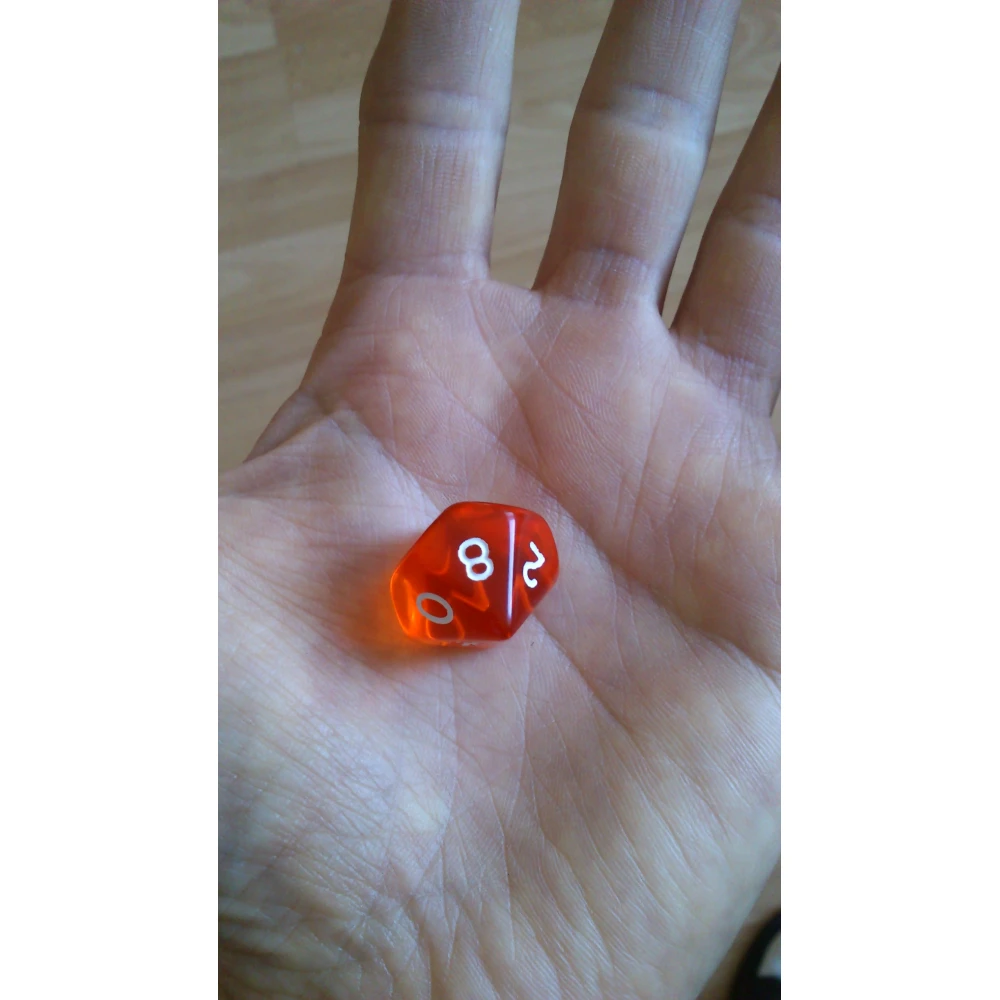 Translucent d10 die