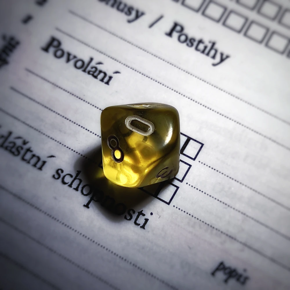 Translucent d10 die