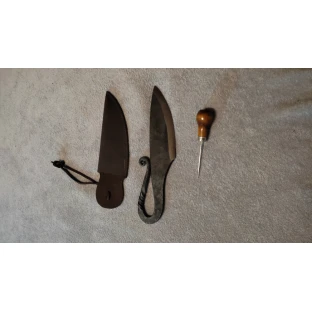 Hand-forged knife with sheath - Early Middle Ages