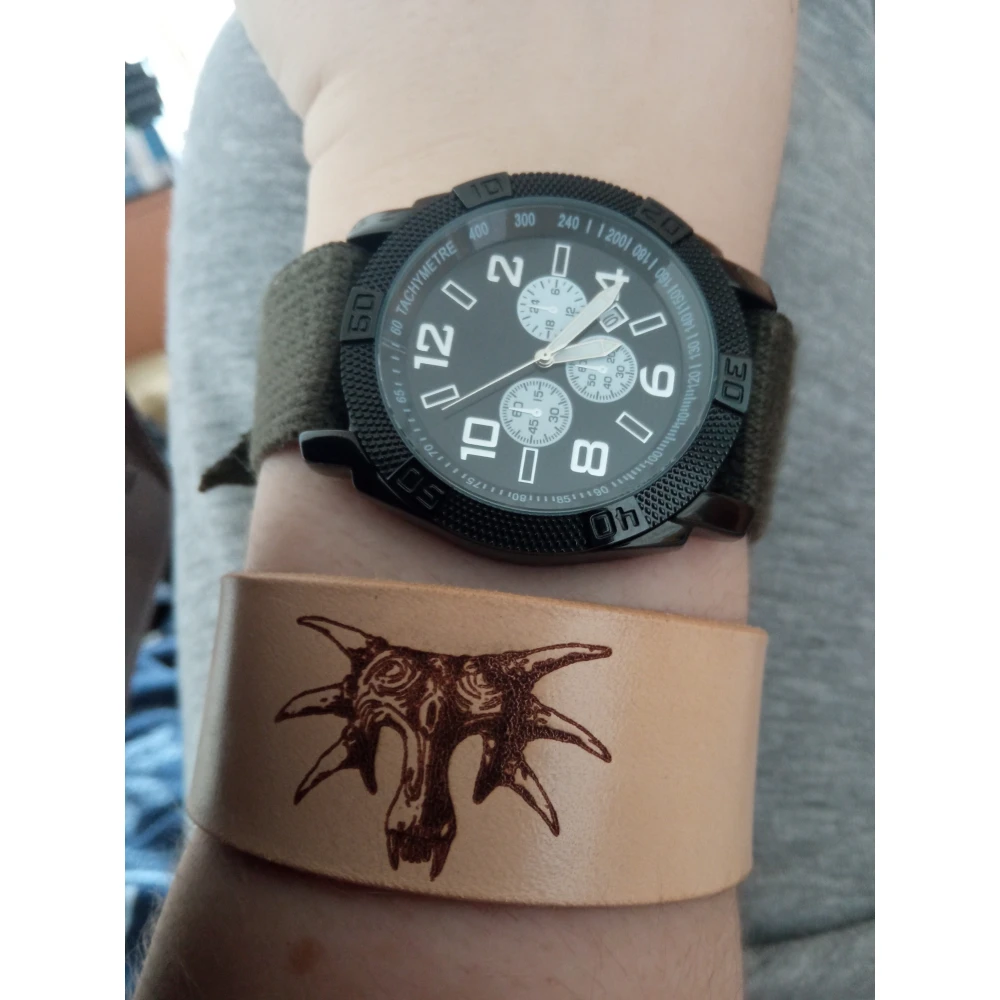 Kožený náramok Cyberpunk - úzky