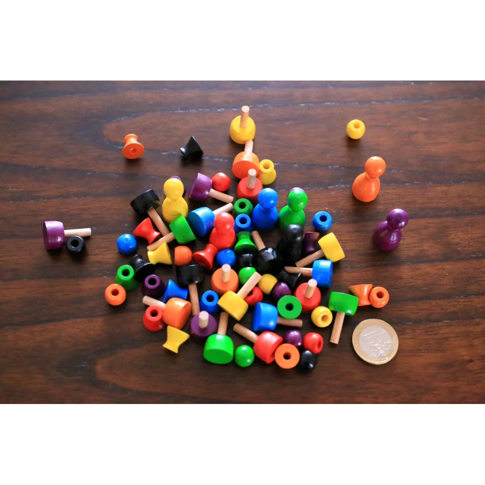 Halma wooden pawn set - foldable, 7 pcs