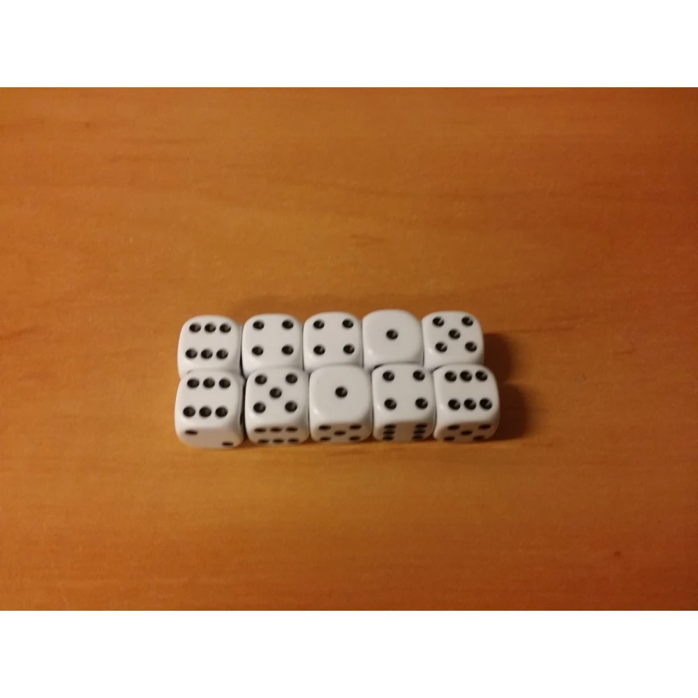 Set of six-sided dice with pips (10 pcs)