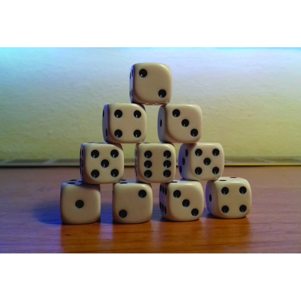 Set of six-sided dice with pips (10 pcs)