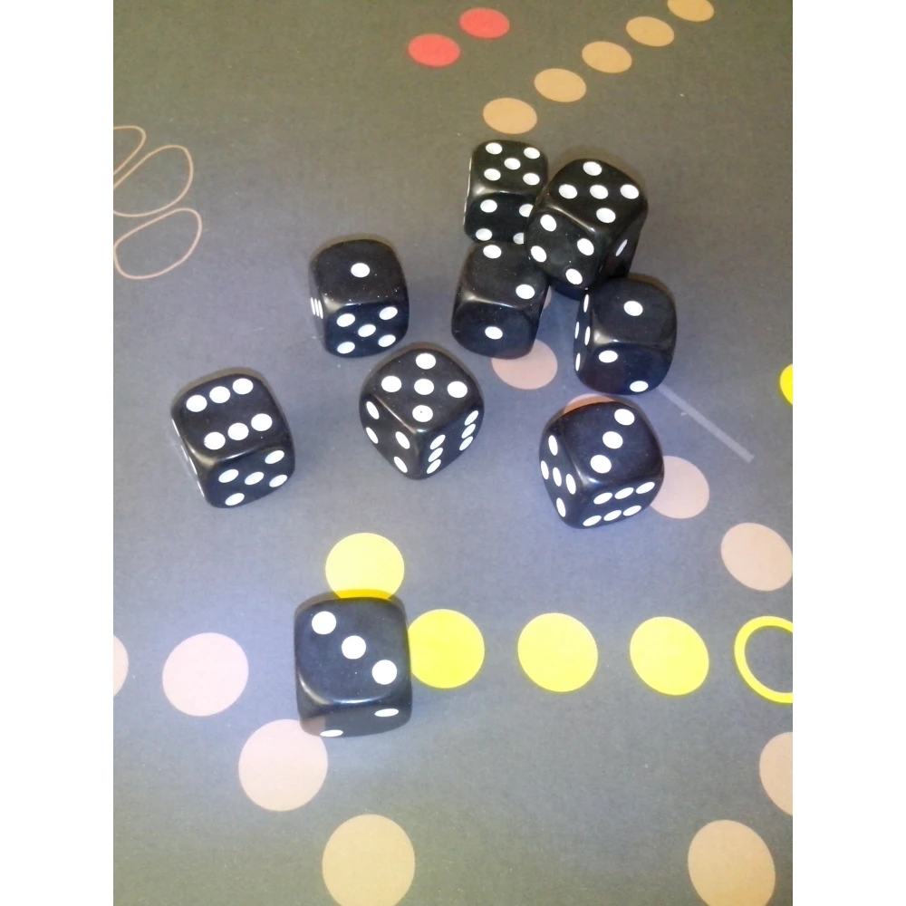 Set of six-sided dice with pips (10 pcs)