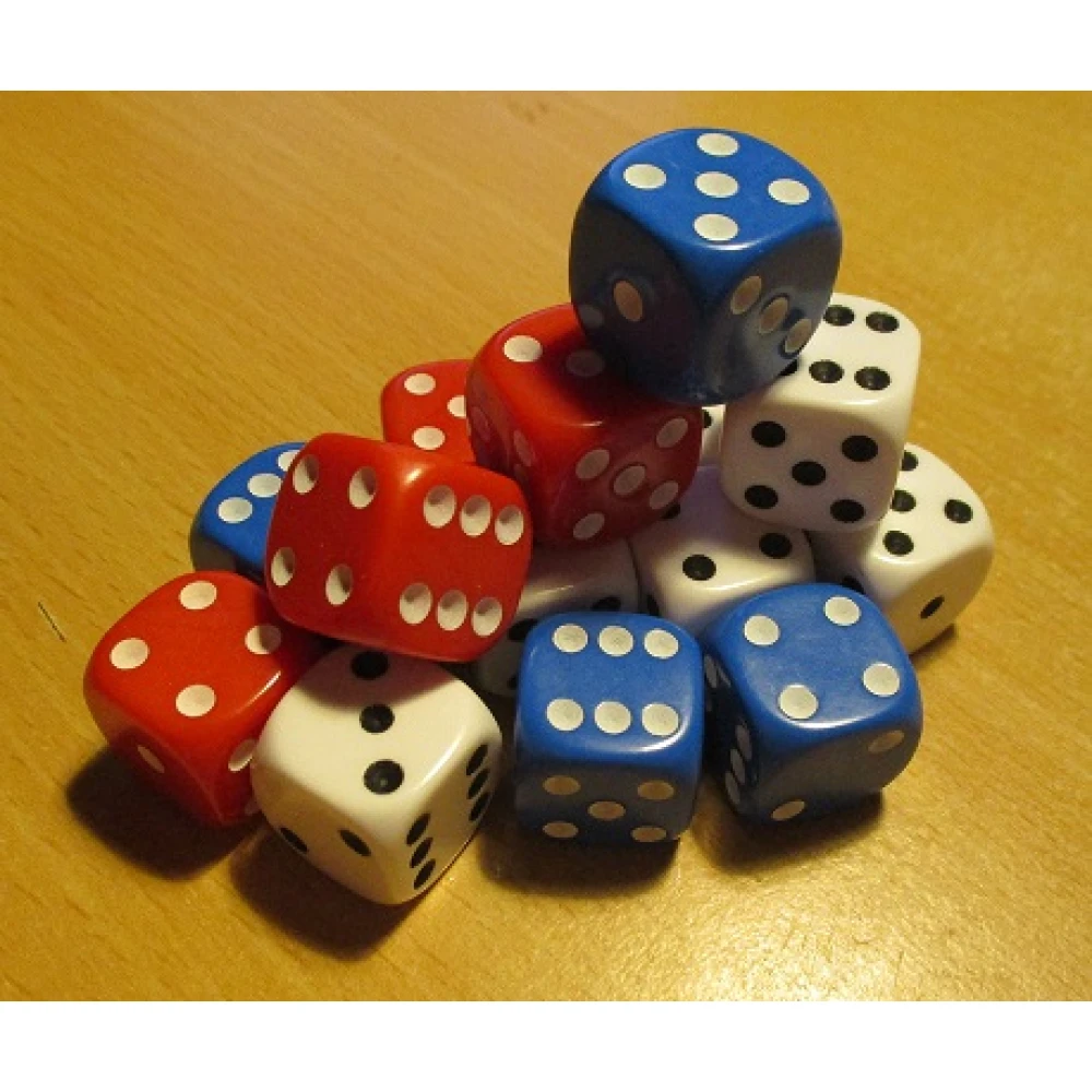 Set of six-sided dice with pips (10 pcs)