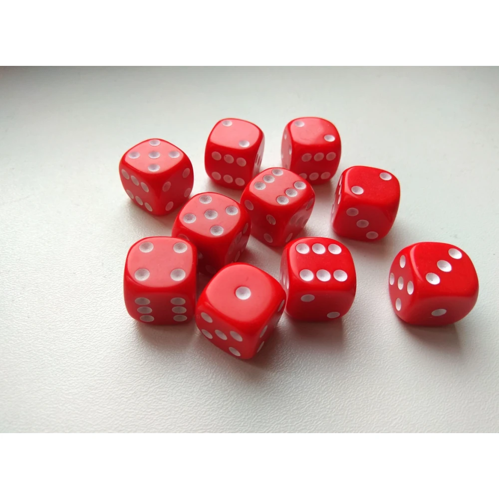 Set of six-sided dice with pips (10 pcs)