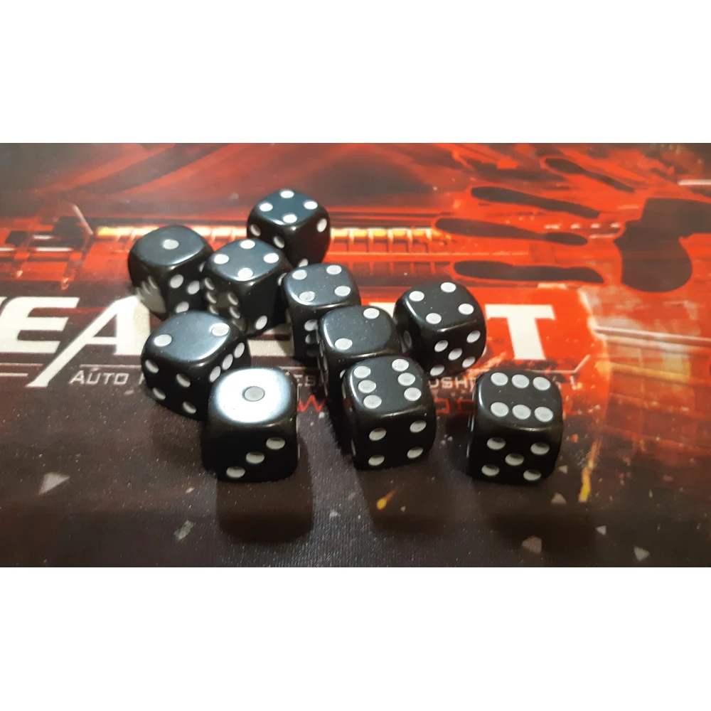 Set of six-sided dice with pips (10 pcs)