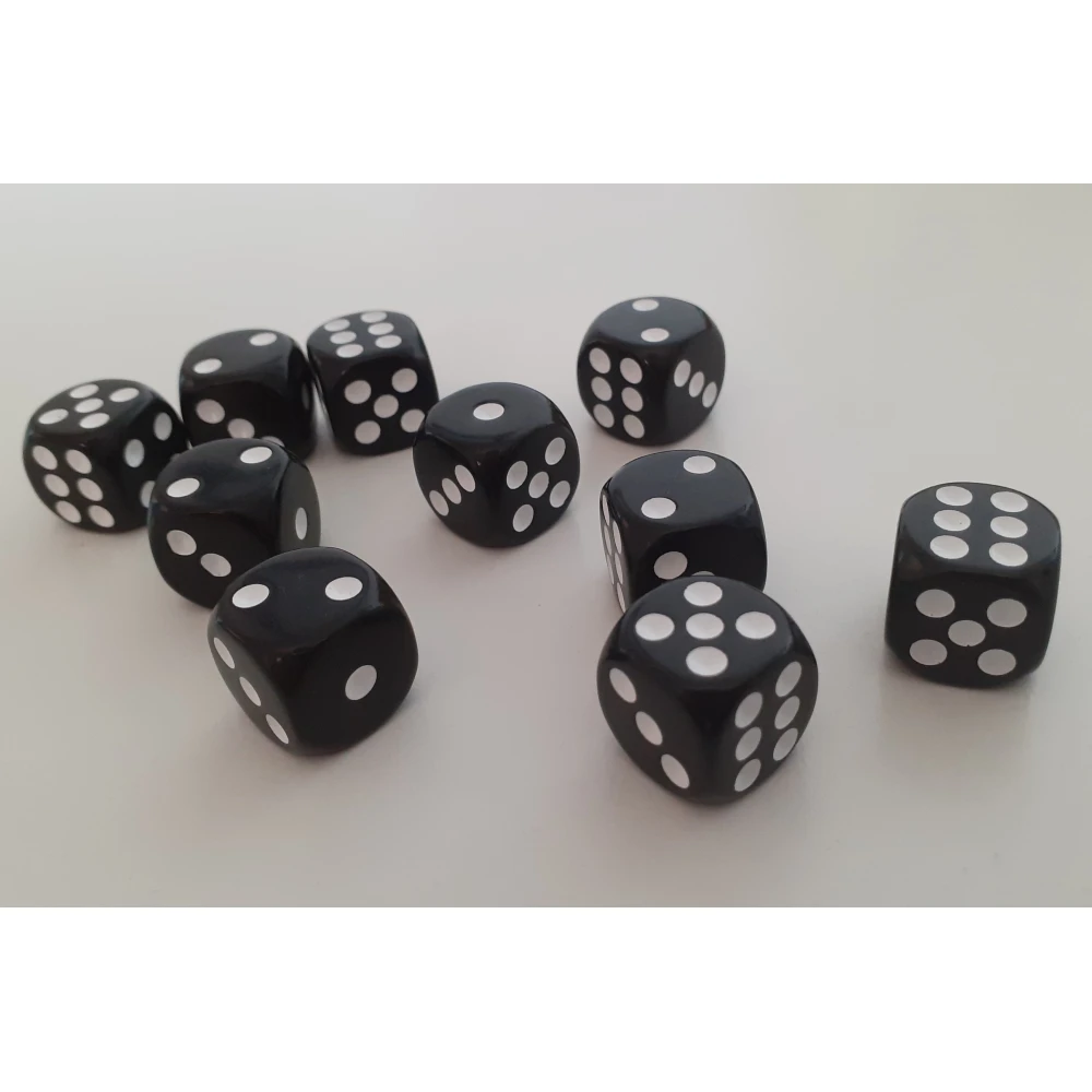 Set of six-sided dice with pips (10 pcs)