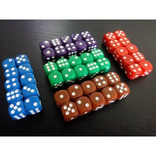 Set of six-sided dice with pips (10 pcs)