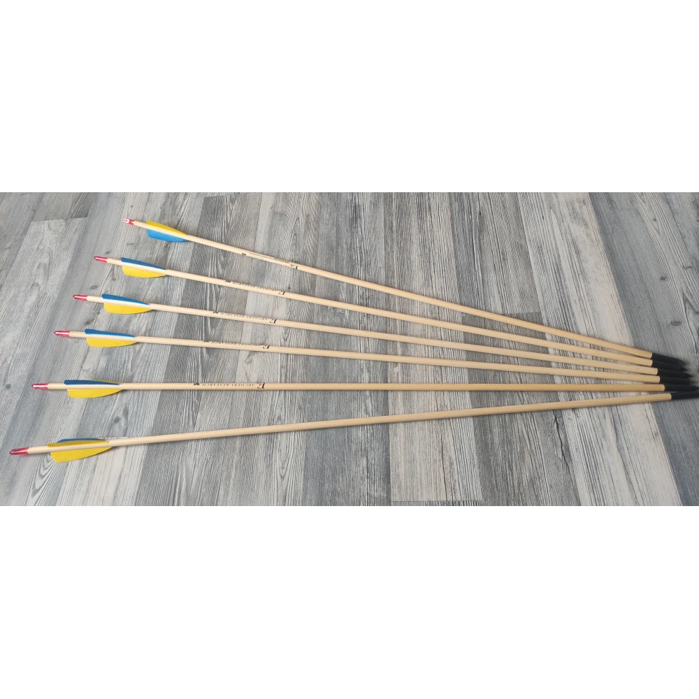 EK-Archery wooden arrow, feather fletching 80 cm