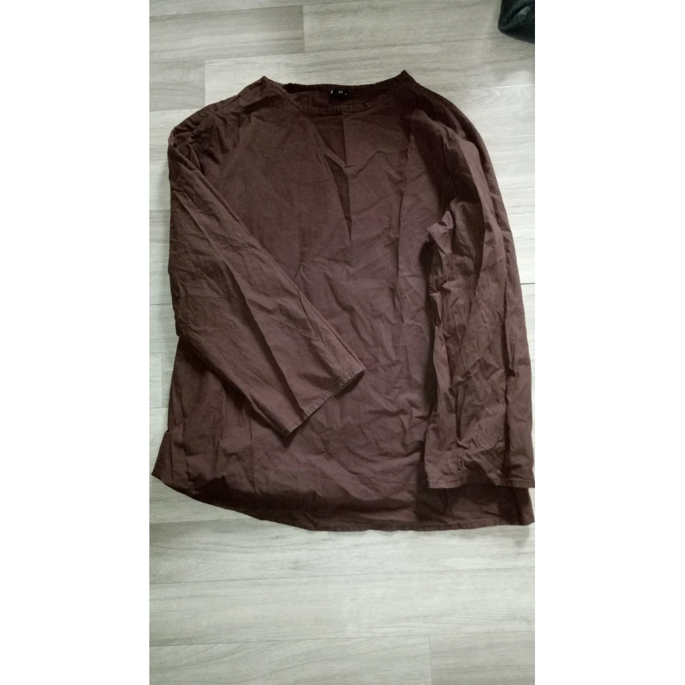 Long-sleeved cotton tunic - brown