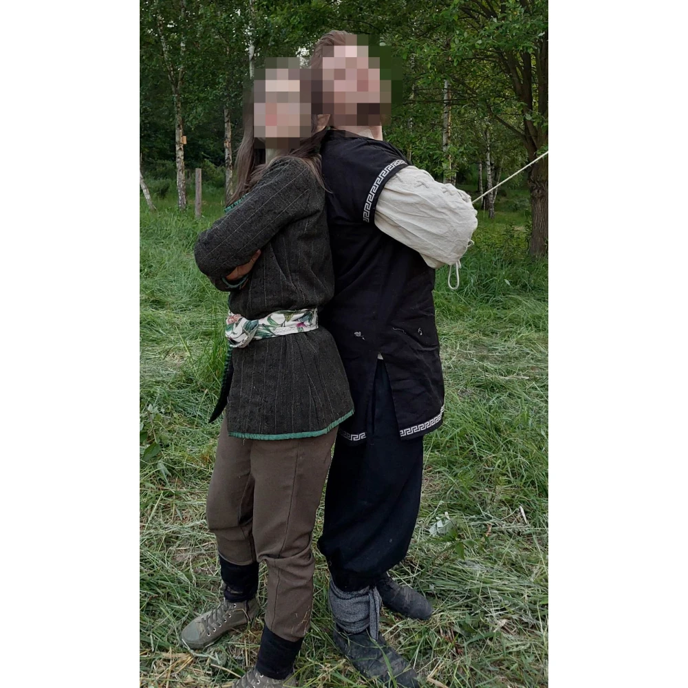 Zdobená bavlněná tunika se šněrováním - černá