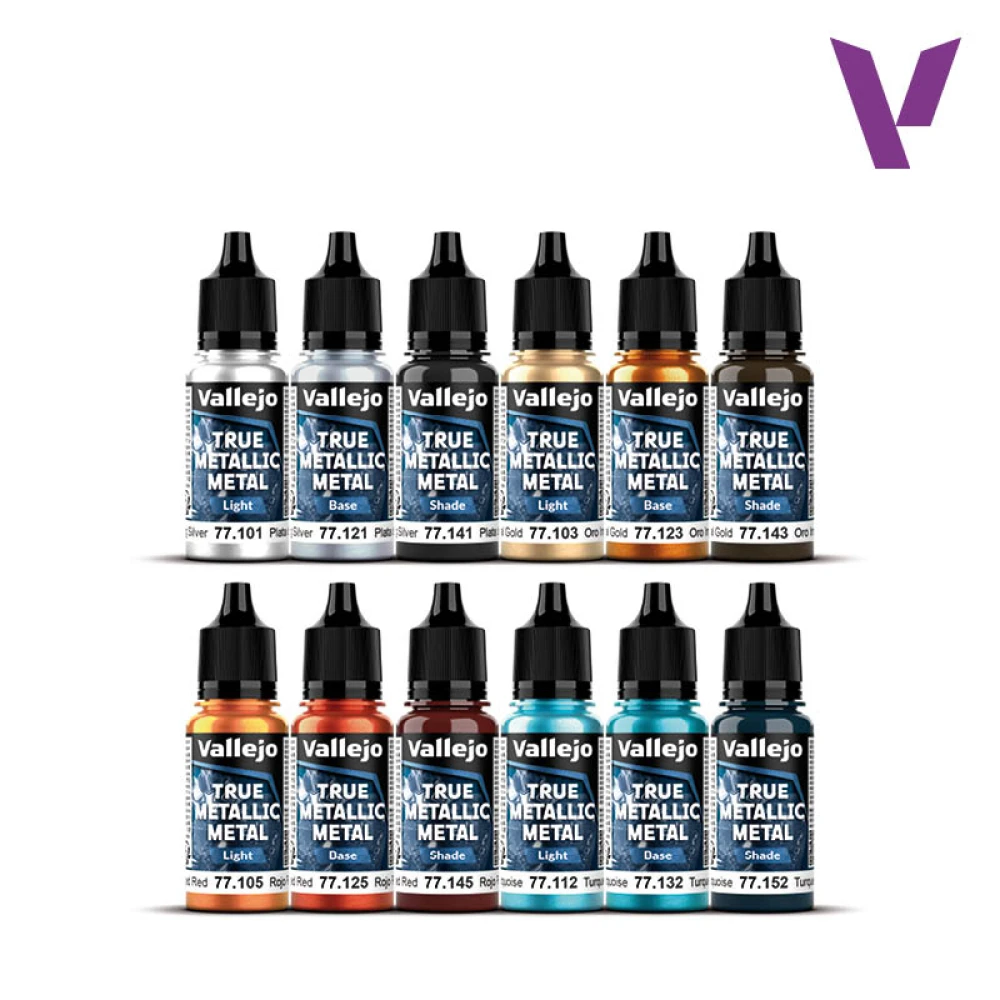 Vallejo Farbset: True Metallic Metal Starter Set (12 Stk.)