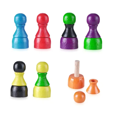 Halma wooden pawn set - foldable, 7 pcs