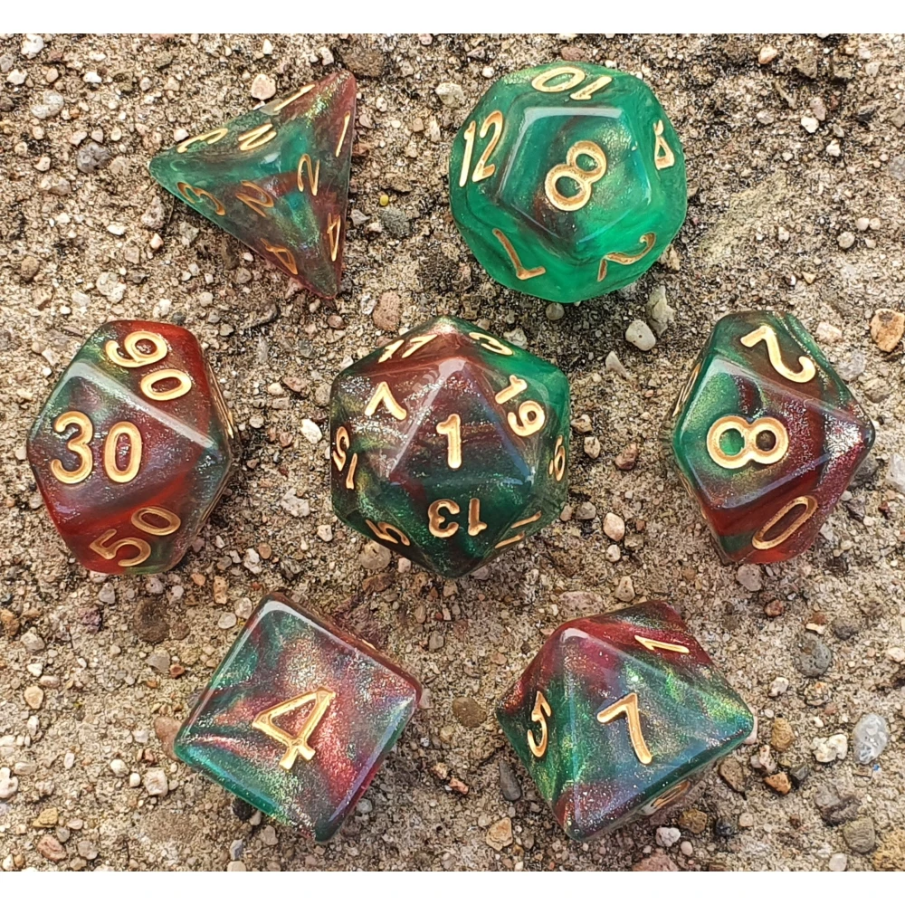 Dice Set - Forest Rubies