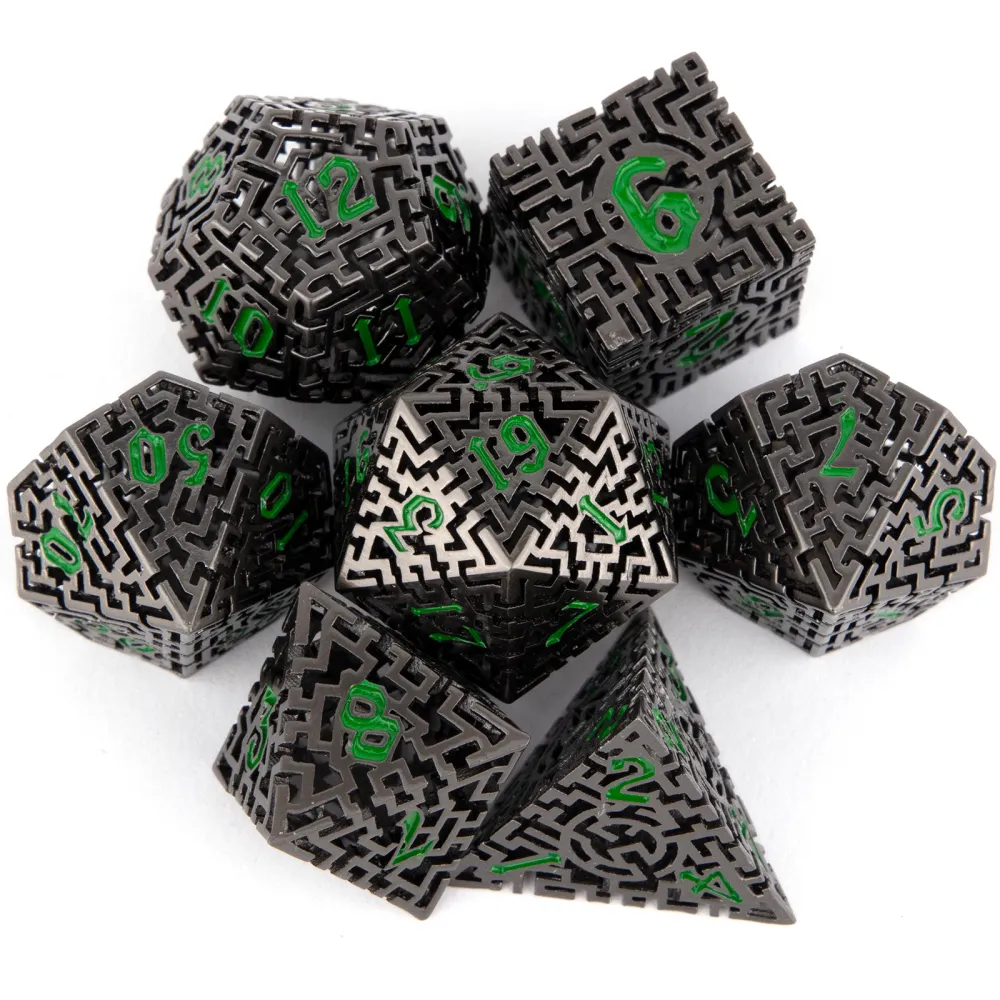 Hollow Metal Dice Set - Labyrinth
