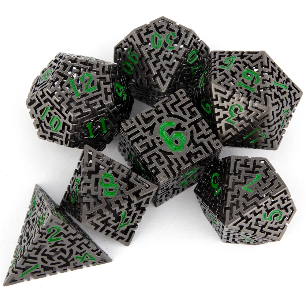 Hollow Metal Dice Set - Labyrinth
