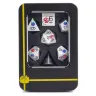 Red and Blue Rose Metal Dice Set, silver