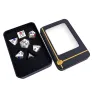 Red and Blue Rose Metal Dice Set, silver