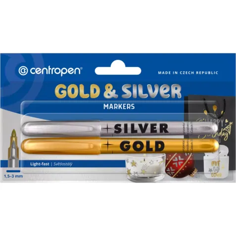 Sada metalických fixiek - Gold & Silver Centropen (1,5 - 3 mm)