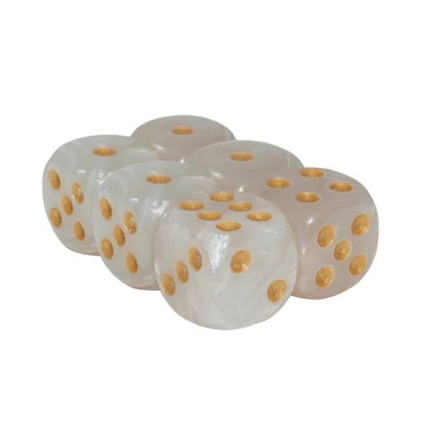 Six-sided Dice Set - Pearl with Gold (6 pcs)